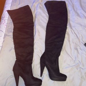 Beautiful Black Suede Thigh High Boots